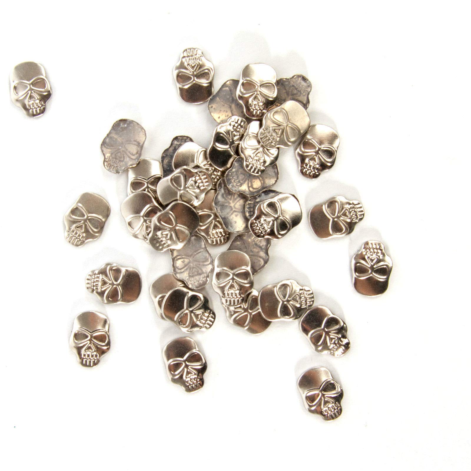 World Of Sparkles Silver Hotfix Iron On Skull Studs For Clothing Arts And Craft Fabric Leather Jewelry Making, 15Mm, - 100Pcs