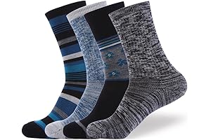 Kirkland Signature Merino Wool Outdoor Hiking Trail Crew Socks for Women, 4 pairs