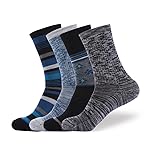 EnerWear 4 Pack Women\'s Merino Wool Outdoor Hiking Trail Crew Sock (US, Numeric, 9, 11, Regular, Regular, Black/Blue/Multi)