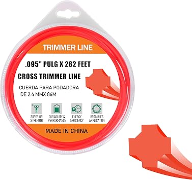 0.095 Inch Diameter Cross-Fire String Trimmer Line, 282ft Length, for Echo 311095063 SRM225 Speed Feed Trimmer Heads, Ideal for Medium to Heavy Grass & Weeds