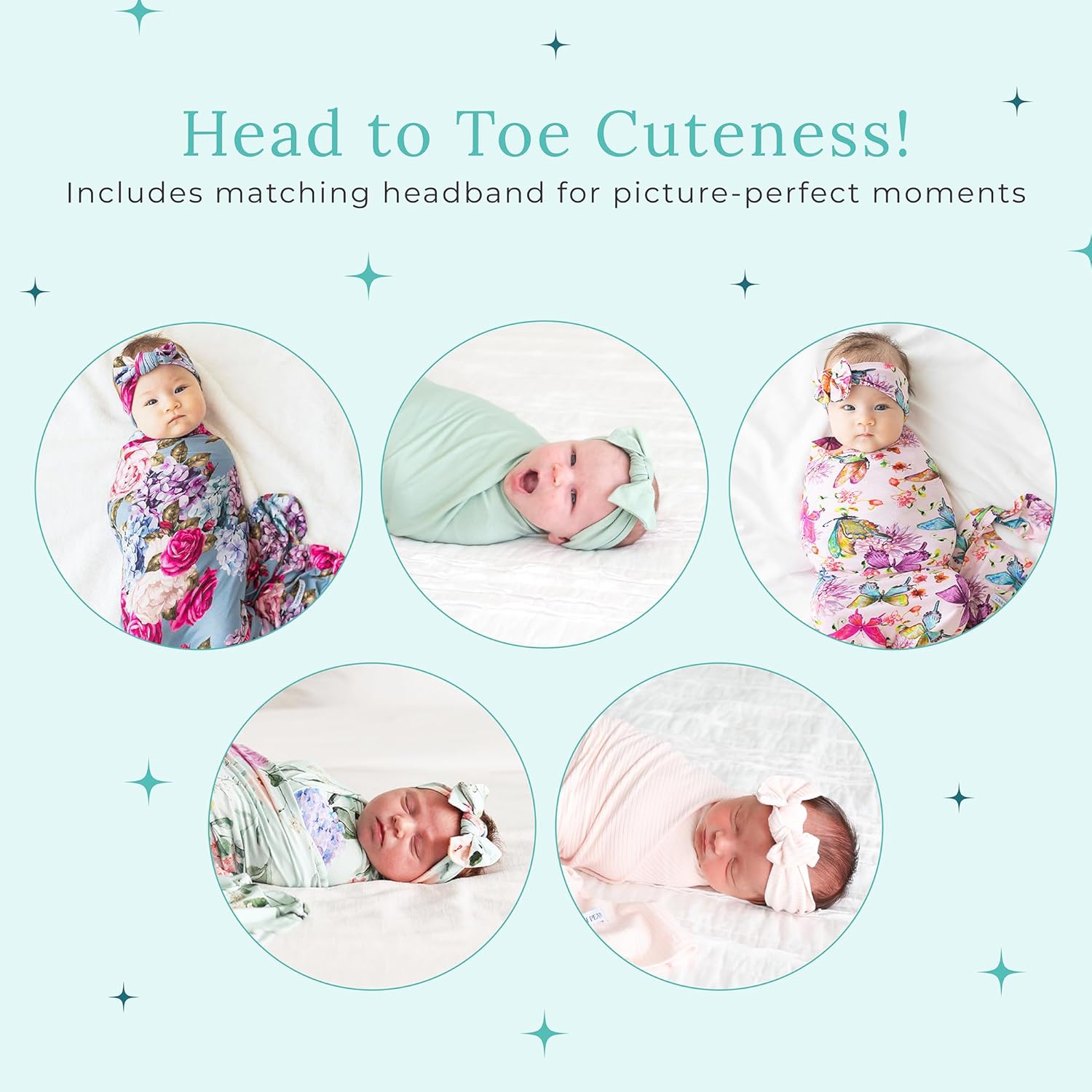 Posh Peanut Swaddle Blanket + Headband Set - Soft Newborn Swaddle Doubles As a Stroller, Receiving Blanket, and Nursing Cover - Matching Baby Swaddles & Headbands for Everyday - Image 7