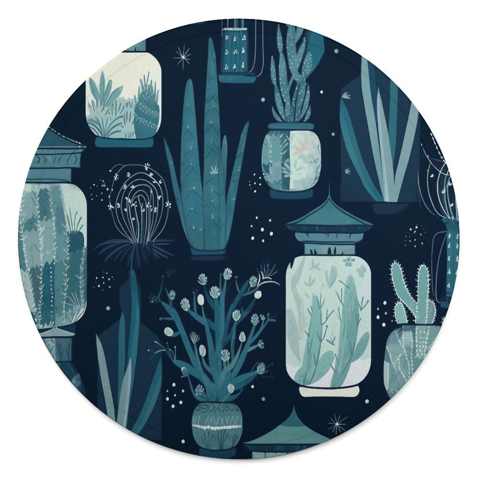 Succulent Plants and Cactus Blanket Novelty Round Tapestry Super Soft Flannel Mom Blanket Cozy Beach Throw Tapestry Lightweight Thick Throw Blankets for All Seasons Diameter 59.1 in
