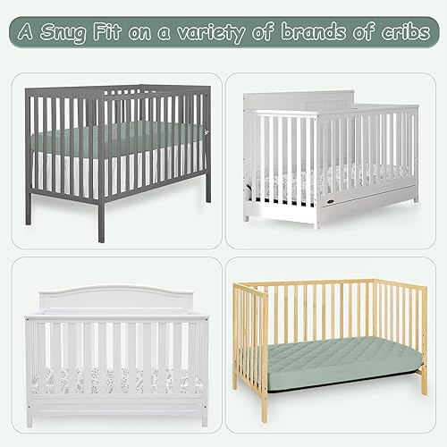 Miniatura 5 de Yoofoss - Protector de colchón impermeable para cuna acolchado ajustable ultra suave transpirable protector de colchón para cuna funda de colchón