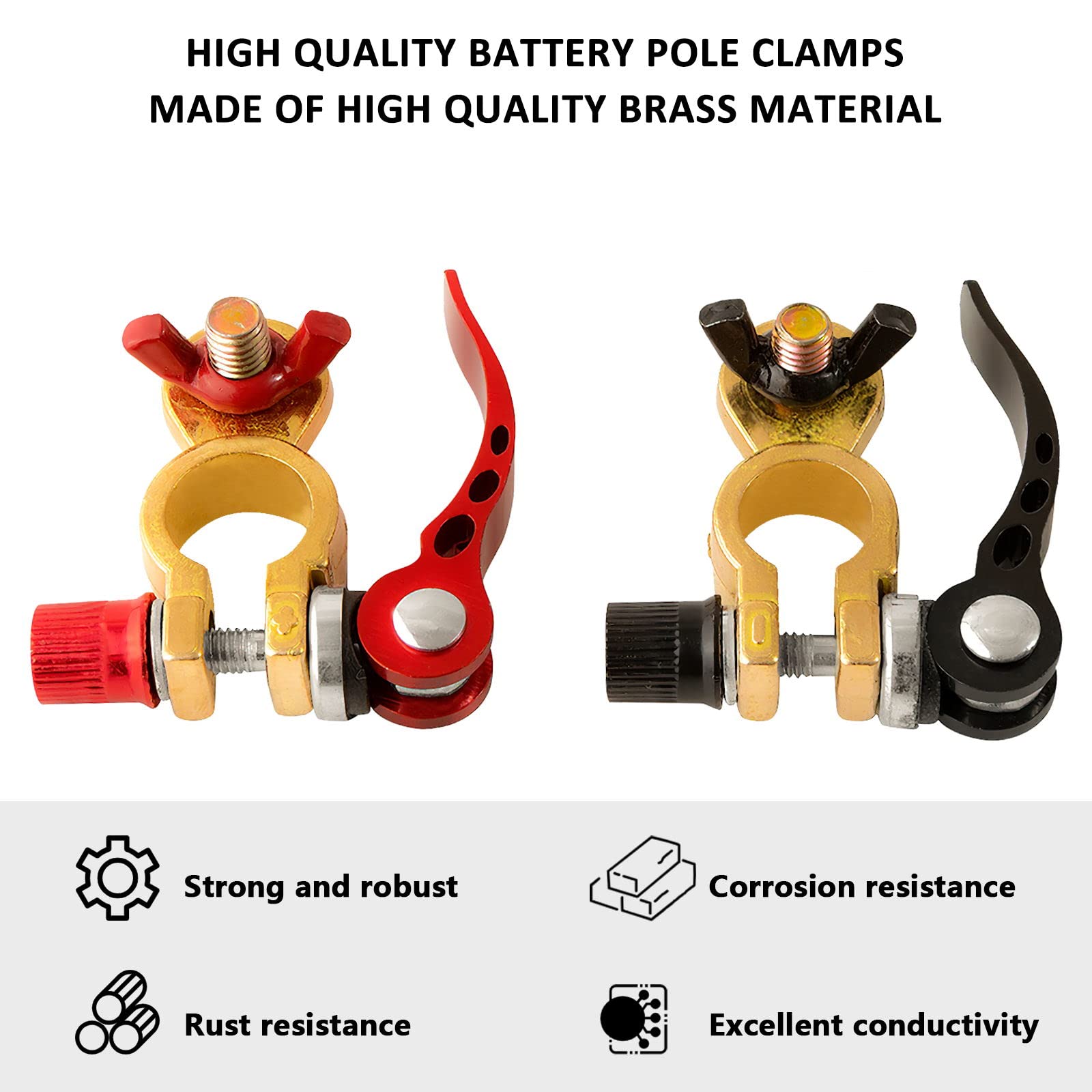 Morsetti Batteria Auto 12V/24V/60V - Set 4 Pezzi, Ottone, Con Sgancio Rapido - Foto 11