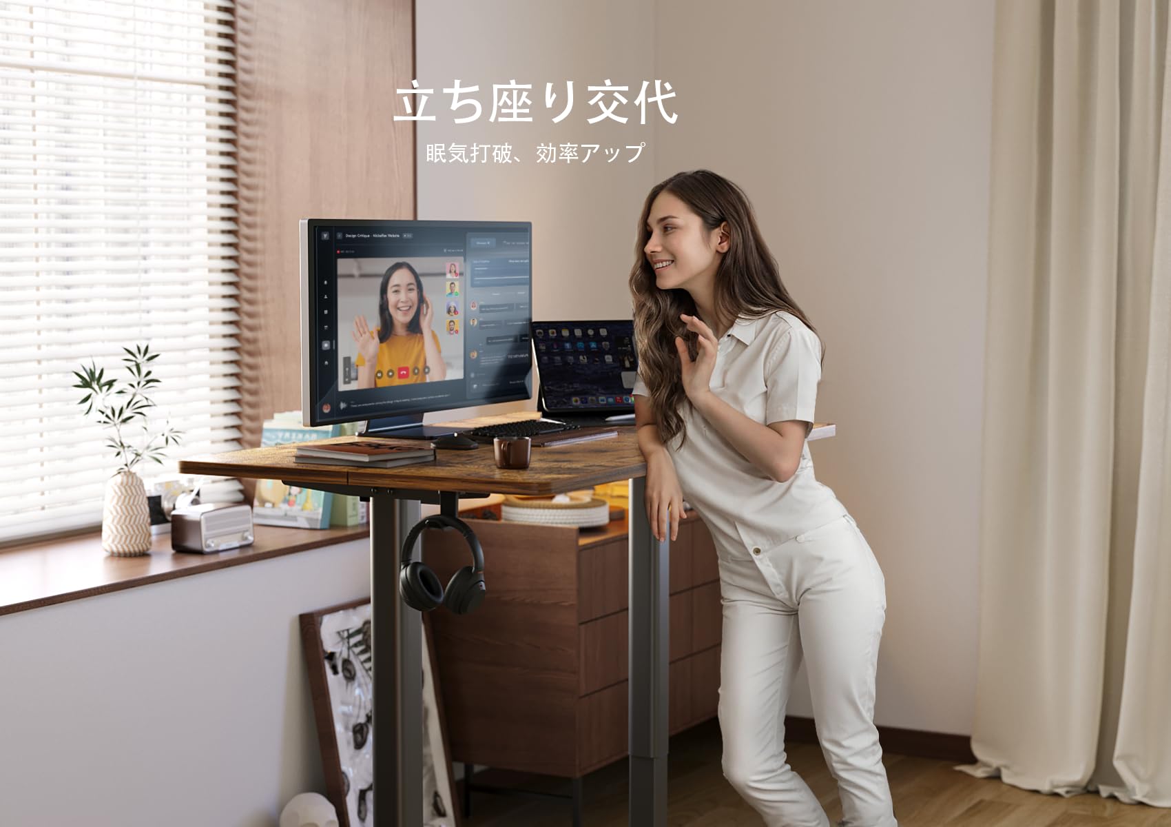 Amazon | Claiks 昇降デスク 初心者向け スタンディングデスク 電動  