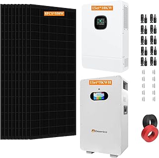 Dawnice 48V 10kw Off Grid Solar System Complete Kit Home Solar Power System Complete Kit with Solar Panels Solar Inverter Solar Battery 10KW 20KW 30KW (8*PV+1 * 10 Inverter+1 * 5Kwh Battery)