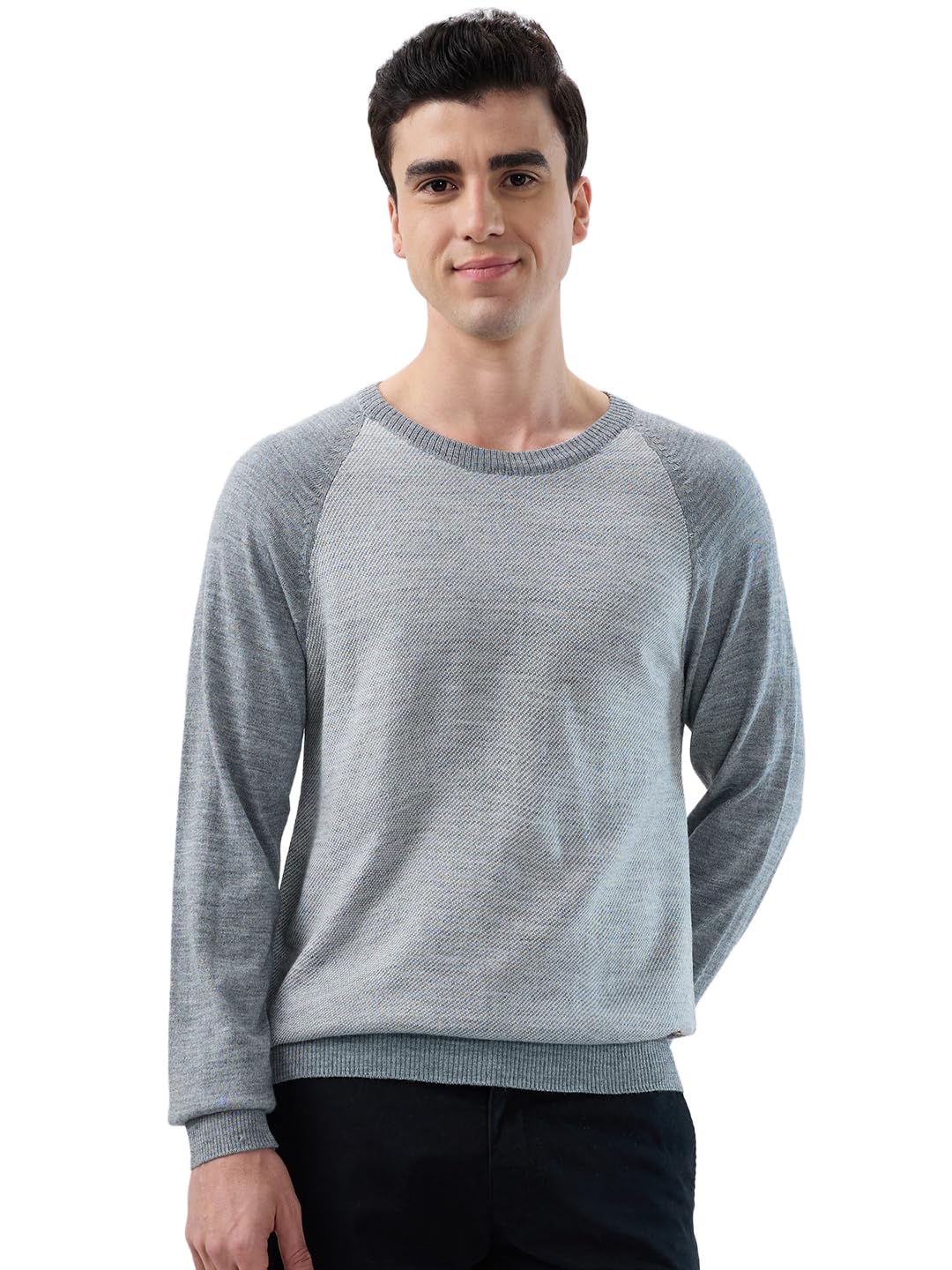 Men Regular Fit Stripe Pattern Acrylic Wool Blend Full Sleeve Round Neck Casual Sweater Grey-image-17