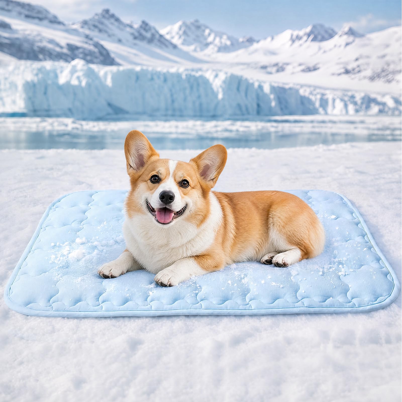 Luciphia Premium Dog Cooling Mat Non-Slip Q-MAX>0.5 Self-Cooling Pad for Medium Pet Indoor Portable Kennel Puppy Bed for Summer Crate Pad for Dog Washable Light Blue 30x40 inches