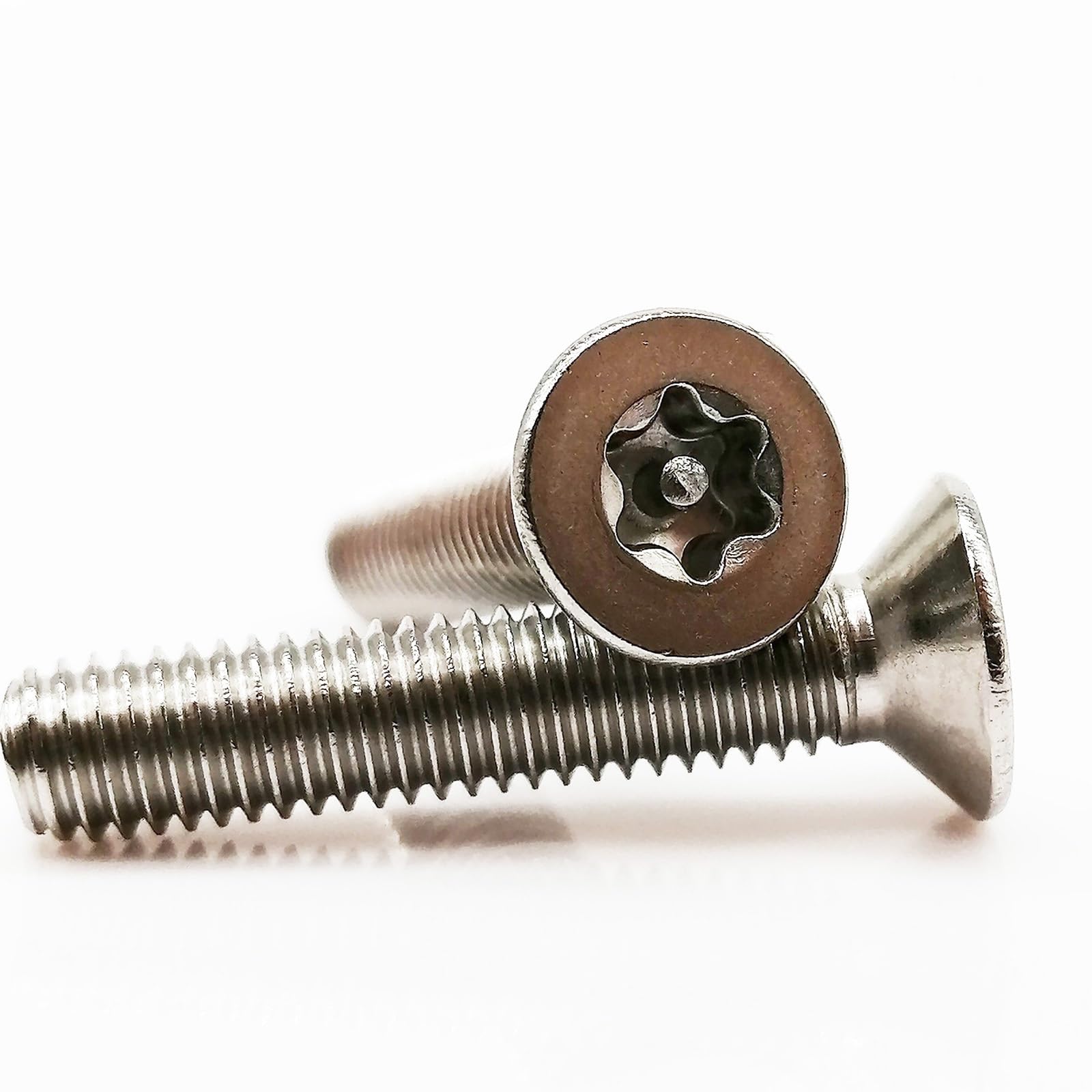 Tornillo autorroscante, 10/50 piezas M2.5 M3 M4 M5 M6 A2 304 de acero inoxidable Torx de seis lóbulos cabeza avellanada plana con pasador a prueba de manipulaciones (60 mm, 10 piezas M5)
