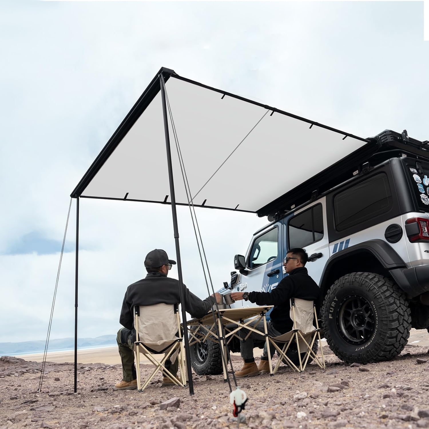 NOVSIGHT Car Side Awning Off Road Awning 8.2x8.2ft, Waterproof Pull-Out Car Awning for Camping 5000mm PU Adjustable Height Retractable Roof Rack Awning Canopy for Travel, Camping, Expedition, Gray NOVSIGHT Car Side Awning Off Road Awning 8.2x8.2ft, Waterproof Pull-Out Car Awning for Camping 5000mm PU Adjustable Height Retractable Roof Rack Awning Canopy for Travel, Camping, Expedition, Gray