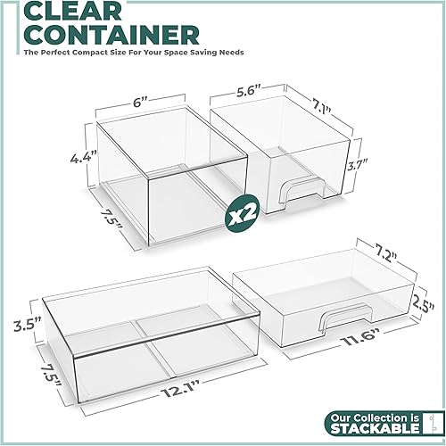 Miniatura 3 de Sorbus Contenedores de almacenamiento de acrílico, paquete de 3, juego de contenedores de almacenamiento apilables para organización del baño,