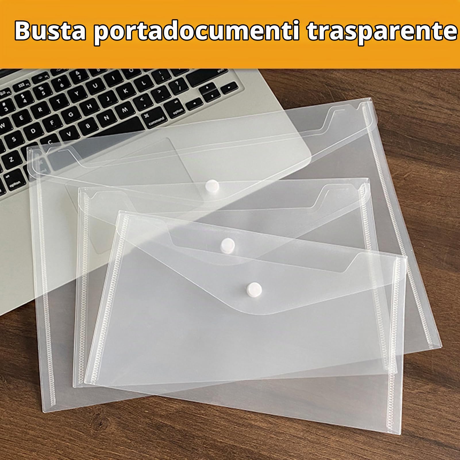 40 buste in plastica, formato A6, portadocumenti, impermeabili, con chiusura a bottone, per casa, ufficio, scuola, viaggi (set A)