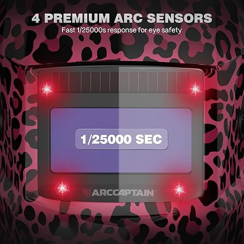 Vista 46 de ARCCAPTAIN Casco de soldadura de pantalla de visualización grande, 1/1/1/1 capilla de soldadura de oscurecimiento automático de claridad óptica, 4