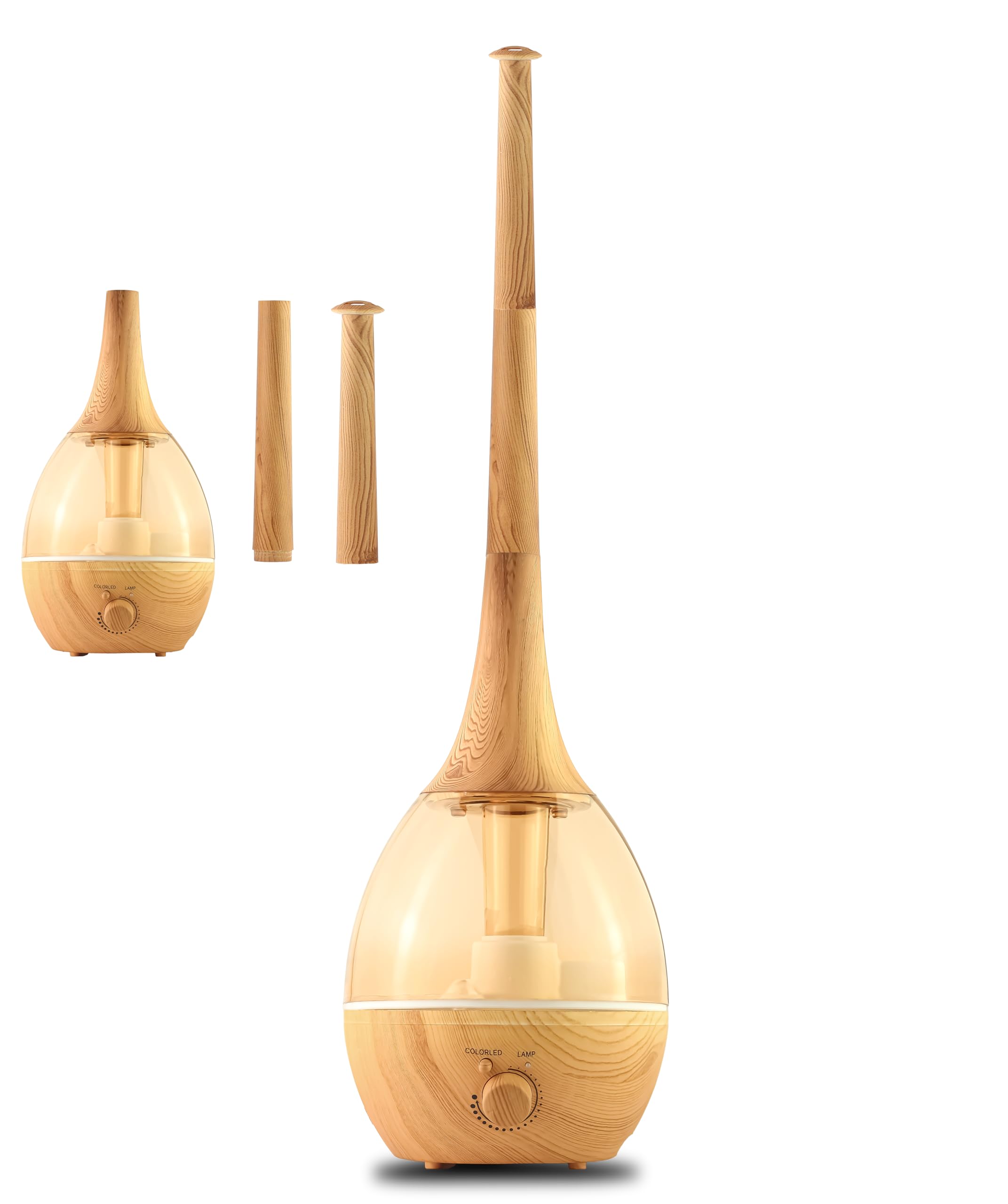 Mobigon 2.6 Litres Cool Mist Ultrasonic Humidifier with Essential Oil Diffuser, Super Quiet, 360° Nozzle, Colorful Night Light, Auto Shut Off & UV Light (Light Woody)