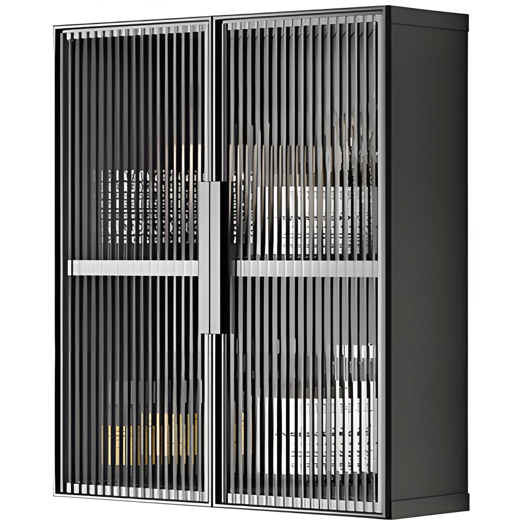 BHGFYXBS Wall Mounted Mirror Cabinet With Shelf Bathroom Sto Unit Slish Grey & Black Hanging Cupboard With Door For Nized Sto,2-Tier-60Cm-Grey+Black,2-tier-60cm-Grey+black