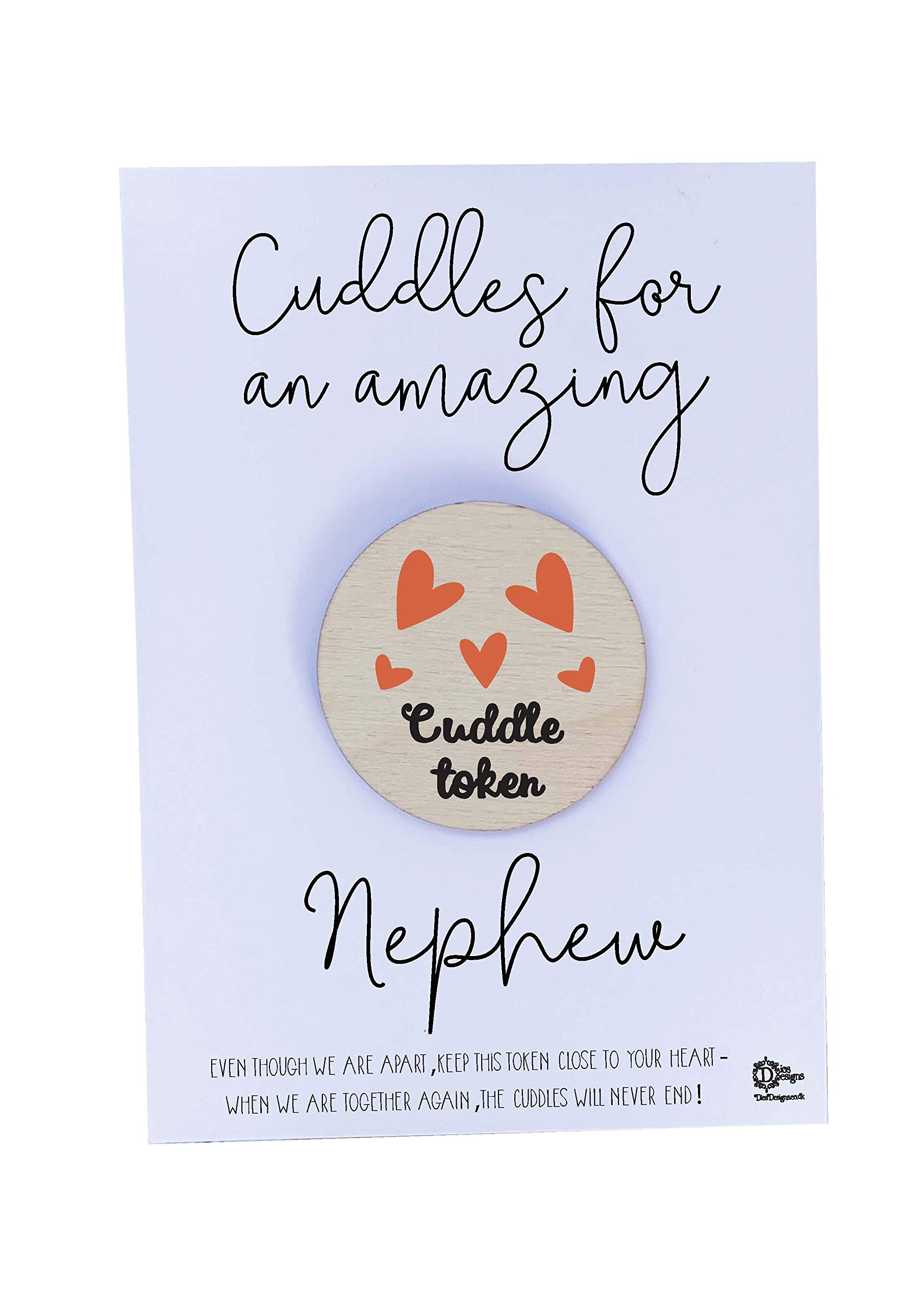 Cuddle token rainbow heart design - Cuddles for an amazing Nephew Pocket Hug gift DD1651
