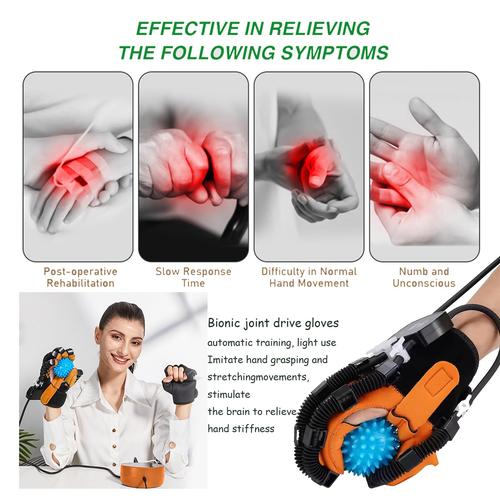 Guantes Robót de Rehabilitacion Mano, Aparato de Rehab de Manos para HemipléJicos Artrosis, Guantes de Tratamiento de Rehabilitación (Size:L,Color:blau+rechte Hand)