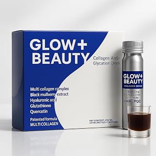 Glow Beauty Fruit-Flavored Anti-Glycation Oral Liquid, 18,000mg Hydrolyzed Collagen with Hyaluronic Acid & PQQ – Skin Support – 7 Bottles x 30 ml (1)