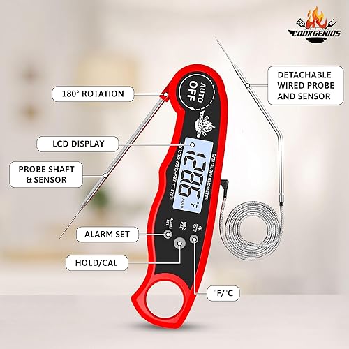 Miniatura 2 de Termómetro digital de carne con sonda dual, termómetros de lectura instantánea ultrarrápida para alimentos con retroiluminación y calibración para