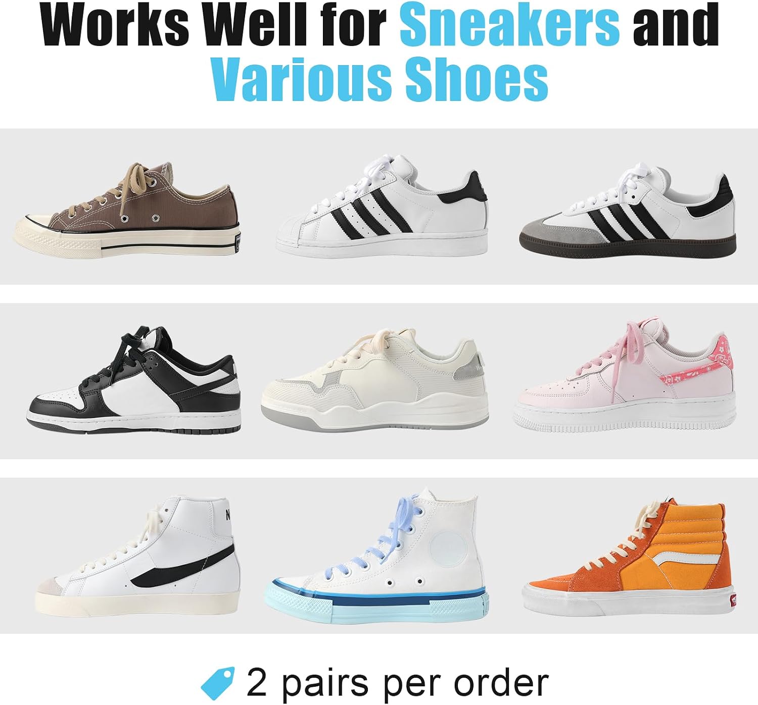 Stepace 2 Pairs Flat Shoe Laces for Sneakers 5/16" Premium Poly Cotton Shoelaces for Athletic Shoes