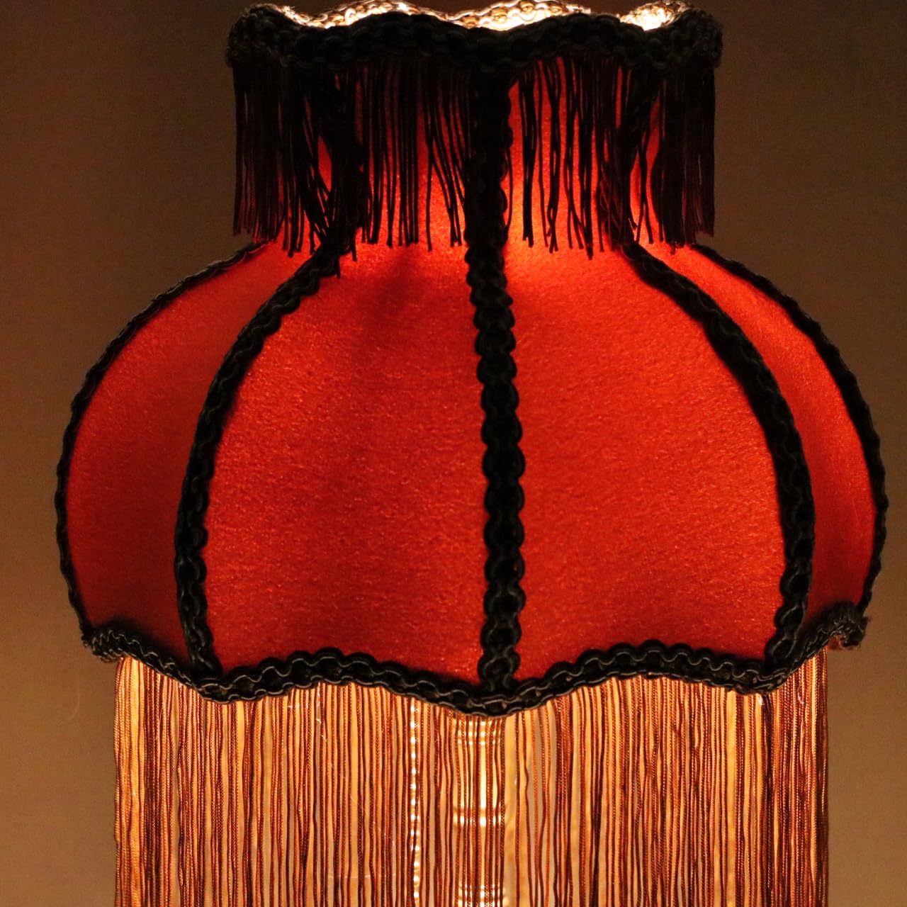 American Retro Orange Tassel Bedside Table Lamp with Handmade Palace Design, Copper Base, Warm Lighting for Bedroom Office, Housewarming Gift