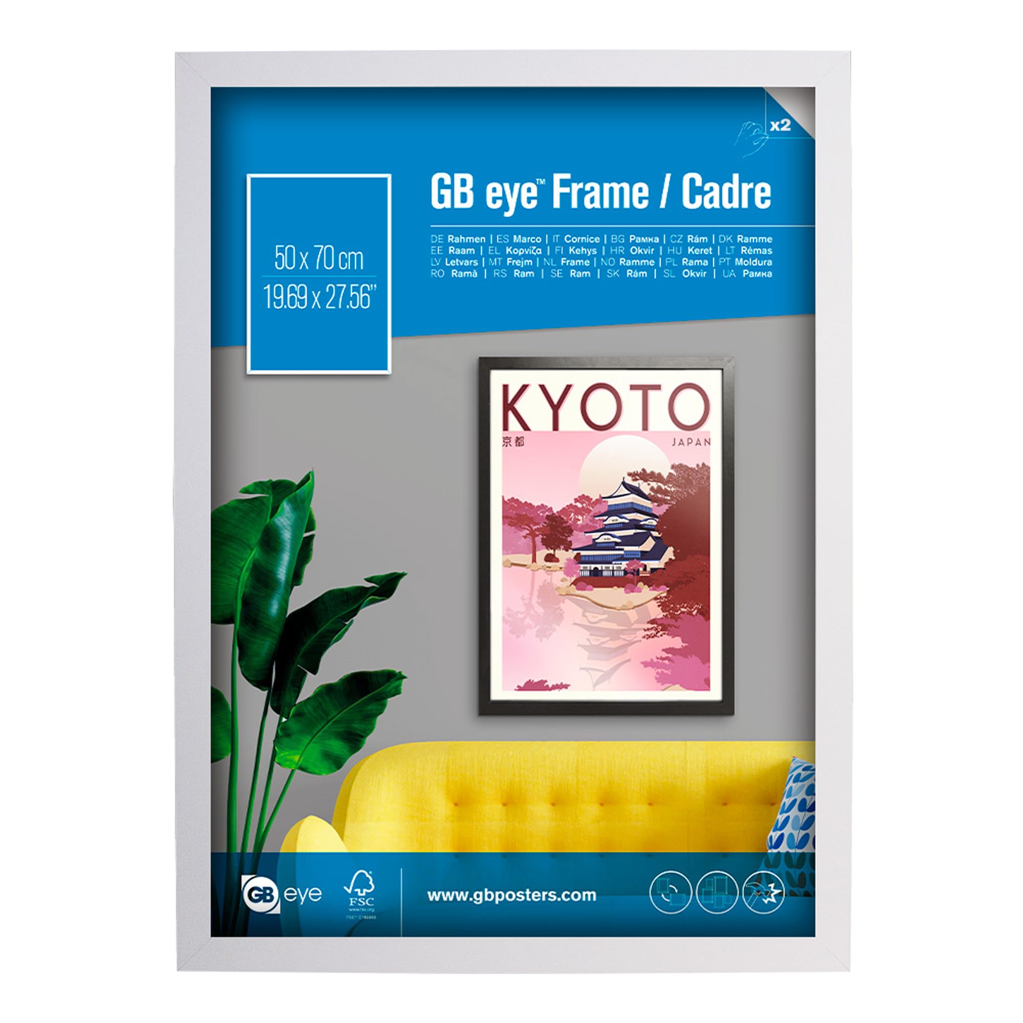 Gb Eye White Contemporary Wooden Picture Frame - 50 X 70Cm