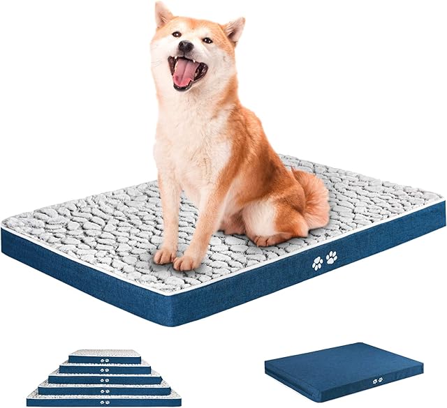 KROSER Reversible Dog Bed (Cool & Warm), 91cm Pet Bed Mattress with Water Absorbing & Waterproof Linings, Removable Machine Washable Cover, Firm Support Pet Mat for Large Dogs up to 32kg
