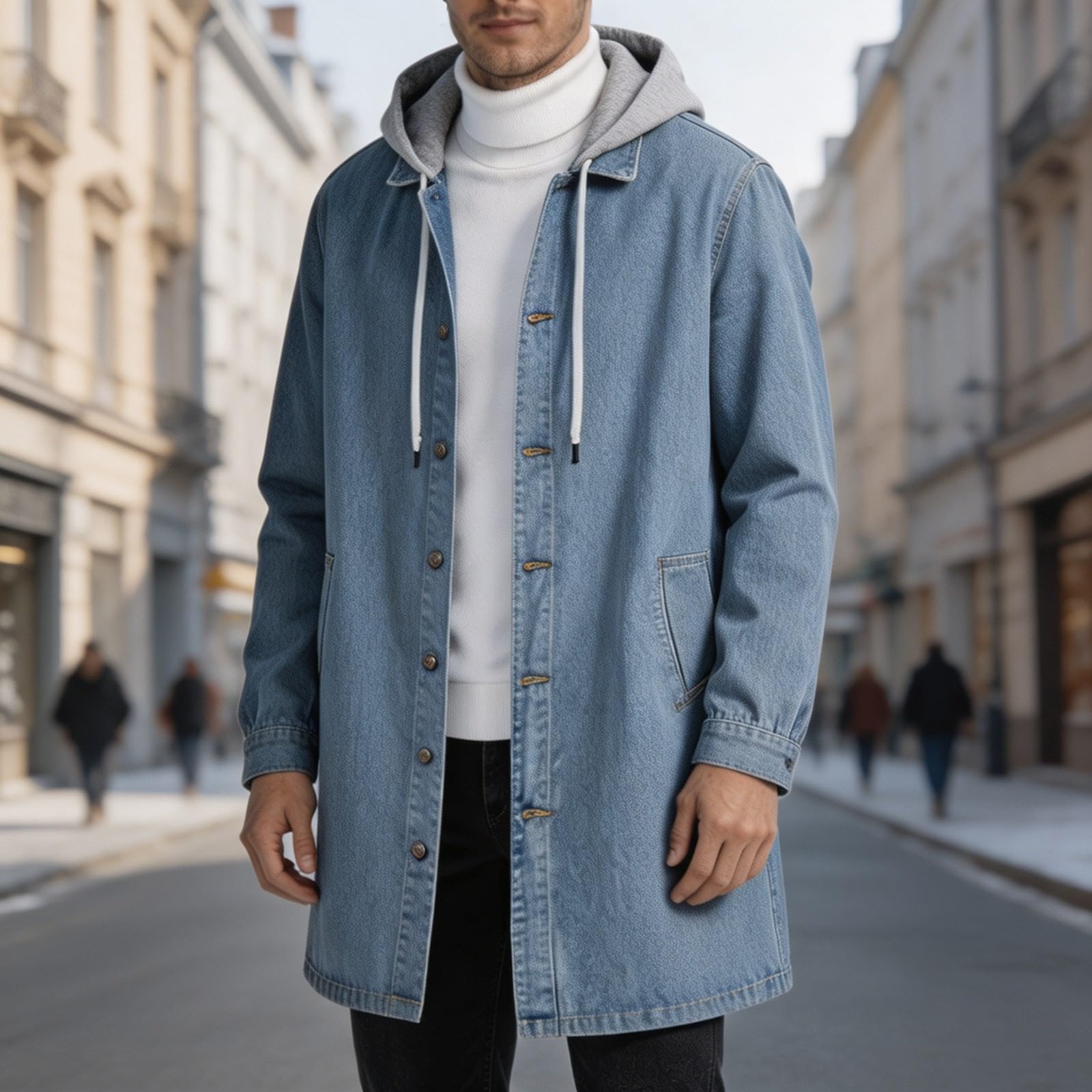 Gabardina vaquera para hombre – Prenda de abrigo informal moderna de corte