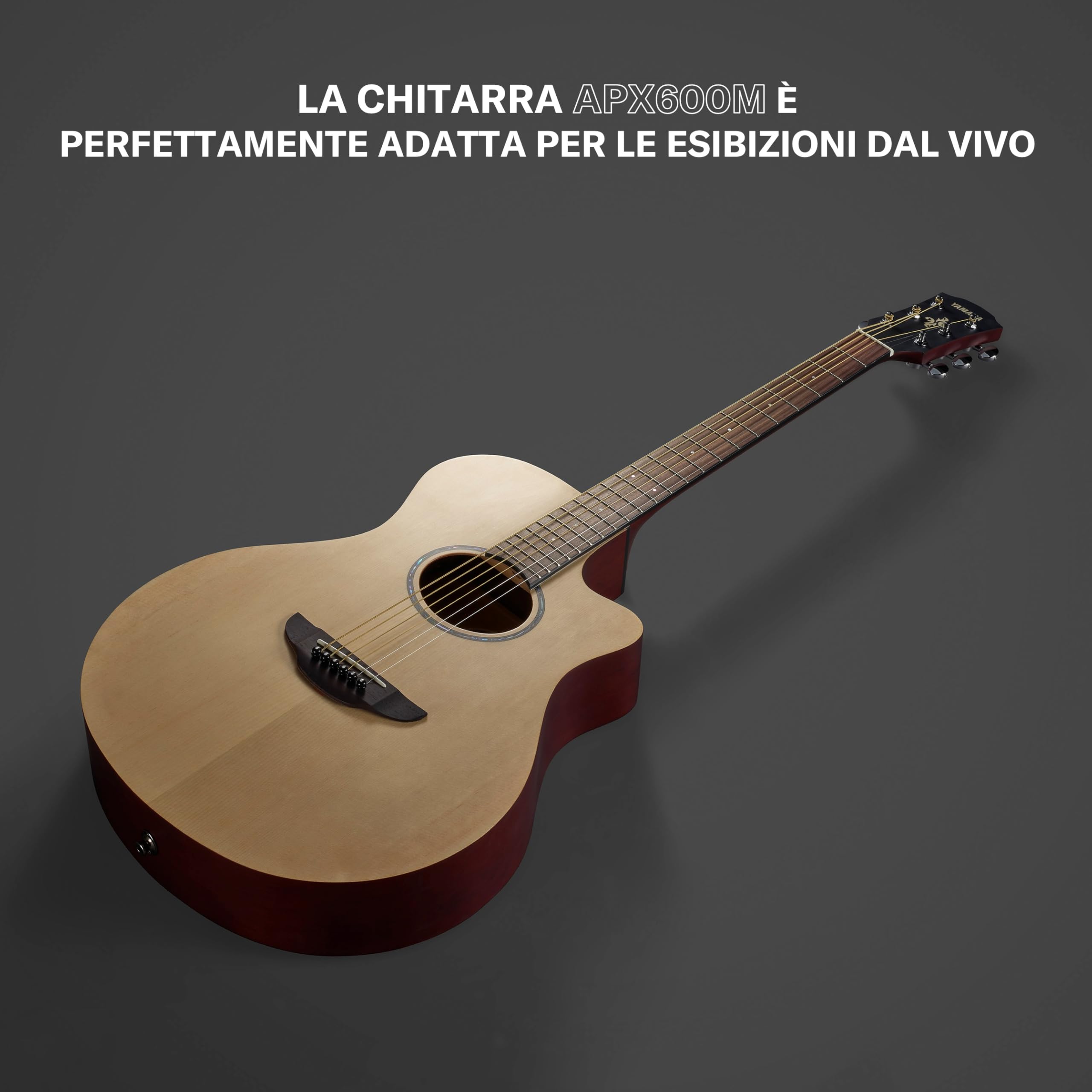 YAMAHA APX600M Chitarra Elettroacustica Natural Satin, Top Massello, Scala 25", Pickup System65 EQ Accordatore