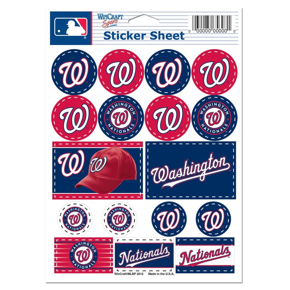 MLB Washington Nationals Vinyl Sticker Sheet, 5" x 7"