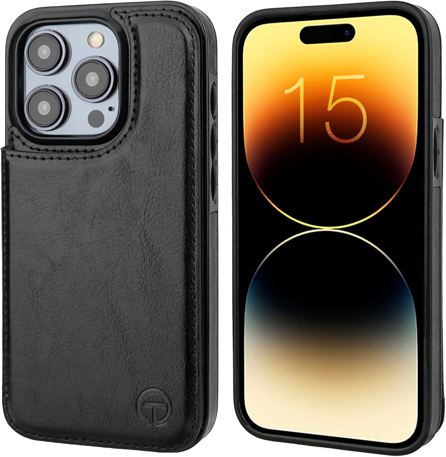 ONETOP Compatible with Magsafe for iPhone 15 Pro Wallet Case,Black image 3
