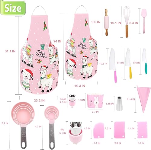 Miniatura 3 de Juego de 76 piezas para hornear y cocinar para niños, delantal para padres e hijos, kit de decoración de tartas, bolsas y puntas, utensilios de