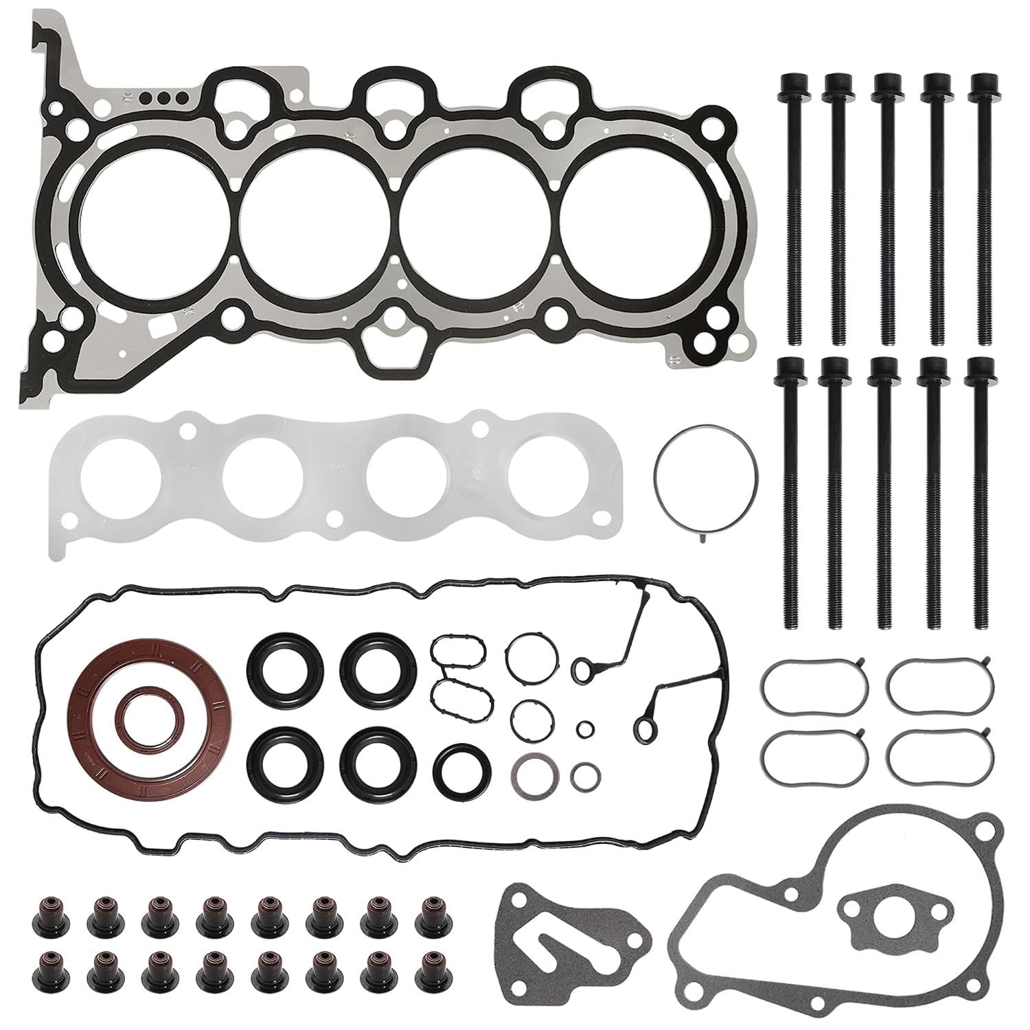 Cylinder Head Gasket Set with 10 Head Bolts ES72486 for Hyundai 2011-2020 Elantra GT Coupe Tucson 1.8 2.0, for Kia 2012-2018 Forte Forte5 Koup Soul 1.8L 2.0L Replace CPW13795 HS26561PT HGS193