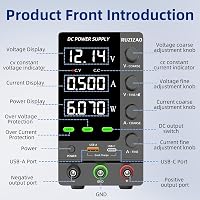 RUZIZAO Laboratóriumi Tápegység 30V 10A Szabályozható DC Kapcsolóüzemű Áramforrás OCP/OVP Védelemmel USB-A/Type-C Gyorstöltéssel 2