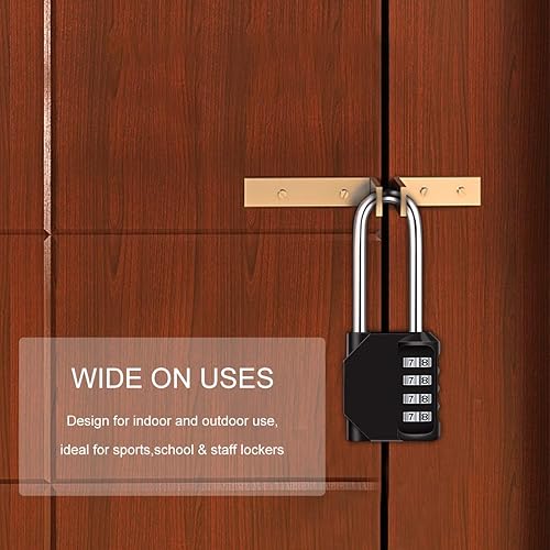 Miniatura 7 de Diyife - Paquete de 3 candados de combinación de grillete de 2.6 pulgadas de largo, 4 dígitos impermeables para exteriores, cierre de combinación de