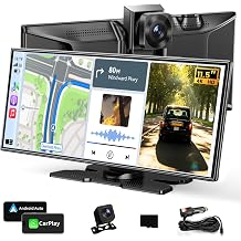 11.5" Largest Wireless Carplay Screen for Car, Portable Apple Carplay & Android Auto Touch Screen, 4K Dash Cam/App Control/1080p Backup Camera/Mirror Link/Voice Control/GPS/Bluetooth,for All Vehicles