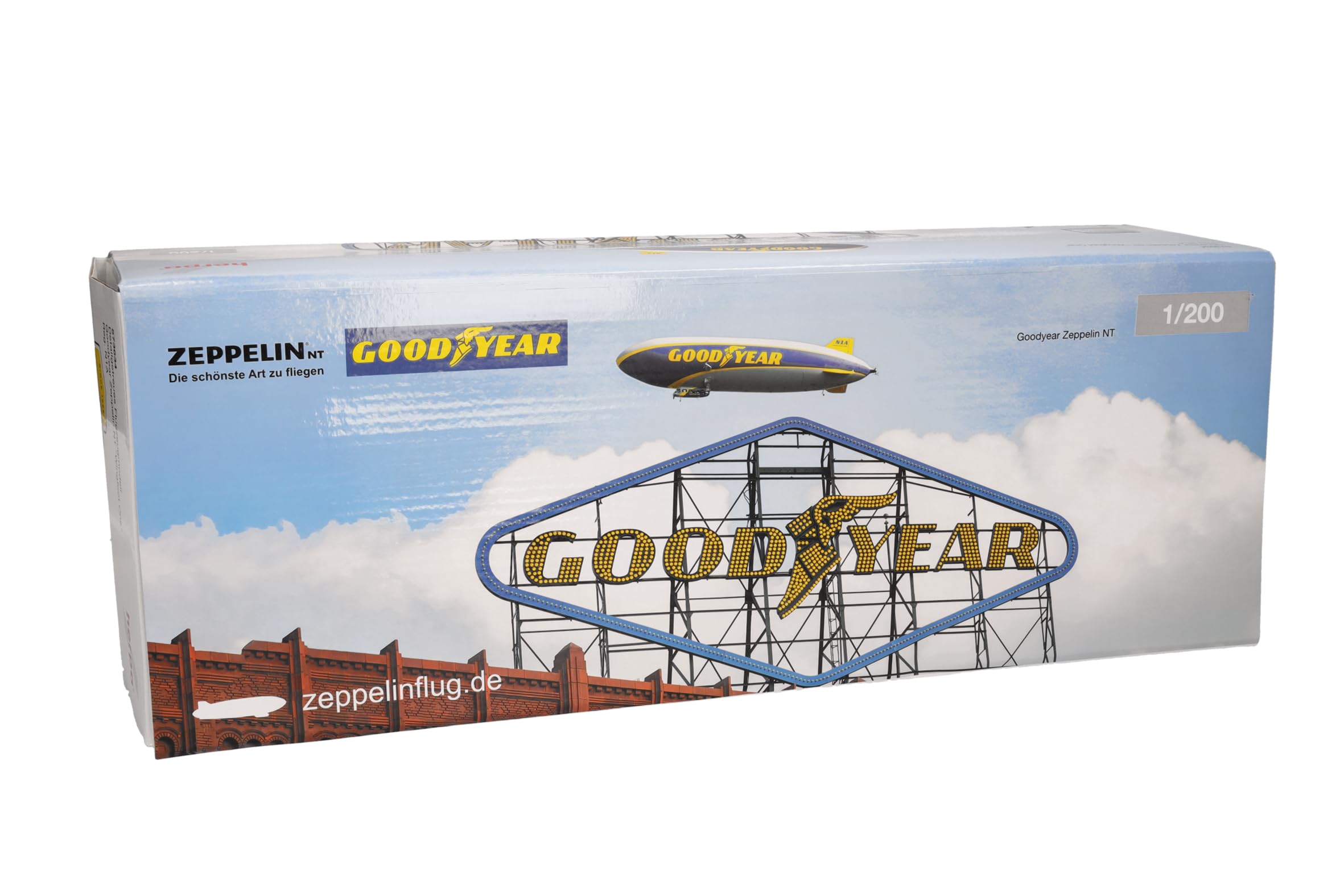 Herpa Modellflugzeug Goodyear Zeppelin NT - N1A Wingfoot One Miniatur im Maßstab 1:200, Sammlerstück, Modell ohne Standfuß, Kunststoff