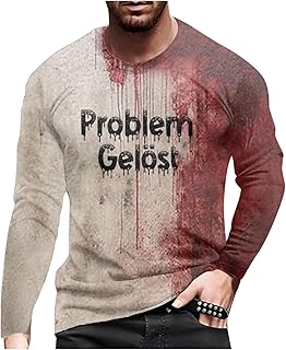 Problem Gelöst Halloween T-Shirt Herren Bloody Kostume Horror Tshirt Blood Graphic Hemd Oberteile Rundhals Langarm Pullove...