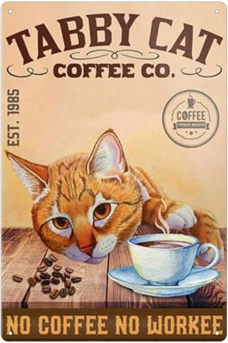 Cartel de lata de gato divertido Bar Pub Diner Cafe Decoración de pared Decoración del hogar Art Poster Retro Vintage 8x12 pulgadas