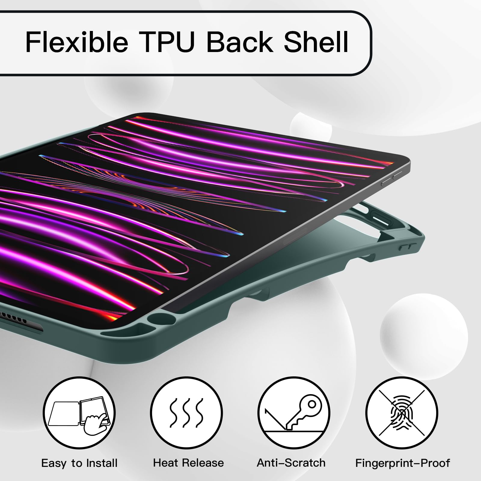 Custodia IPad Pro 11" (2022/2021/2020) | Con Portapenne Per Pencil 2 | Nero, TPU - Foto 8