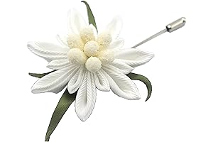 Edelweiss Brooch Pin for Men | Exquisite Floral Lapel Pin | White...