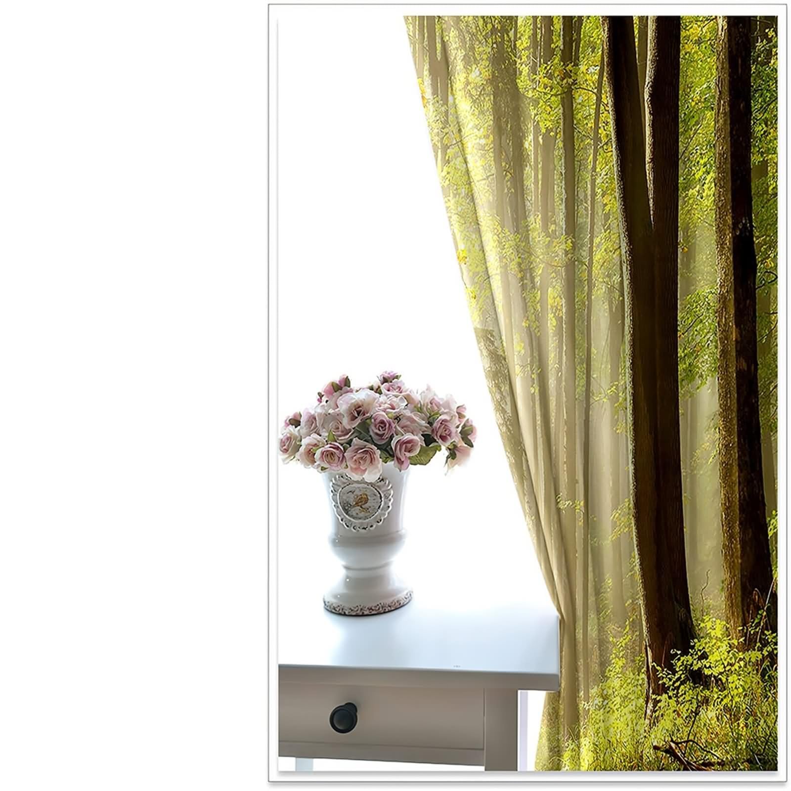 Bohema Zasłona okienna, Kuchnia Kurtyny Zielony Brązowy Las Poliester Zestaw 2 204x183cm