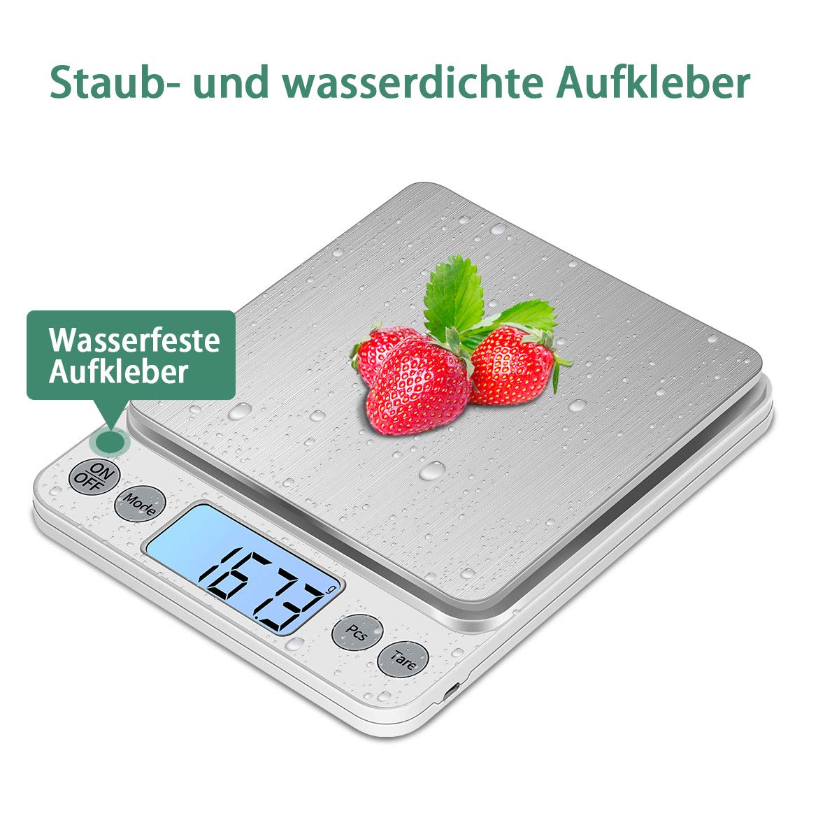 Upgrade Groß Digitale Küchenwaage USB Aufladen,5kg/0.1g Hochpräzise Digitalwaage Haushaltswaage,Mit Großer Edelstahl Wi egefläche Essenswaage, Einstellbare Abschaltzeit