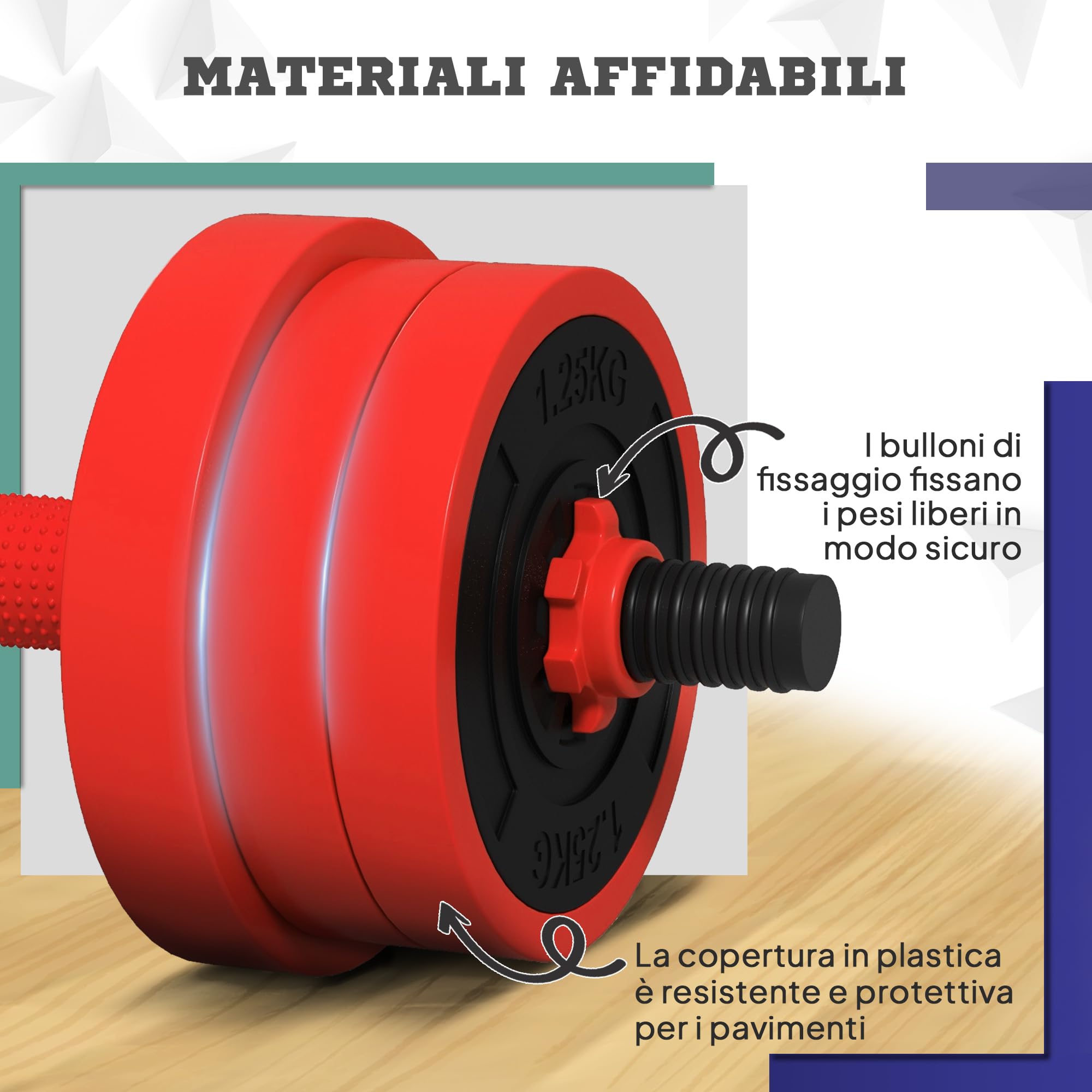 SPORTNOW Set Pesi da Palestra 4 in 1 da 20/30/40kg Totali in Plastica e Sabbia, Set Manubri Regolabili Utilizzabile come Kettlebell, 2 Manubri, Bilanciere e Supporto per Flessioni
