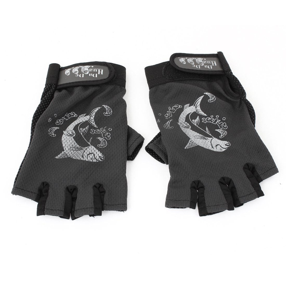 Dark Gray Black Antislip Detachable Closure Motorbike Fingerless Gloves x 2 id bc4 40a c39 8a2 7e2