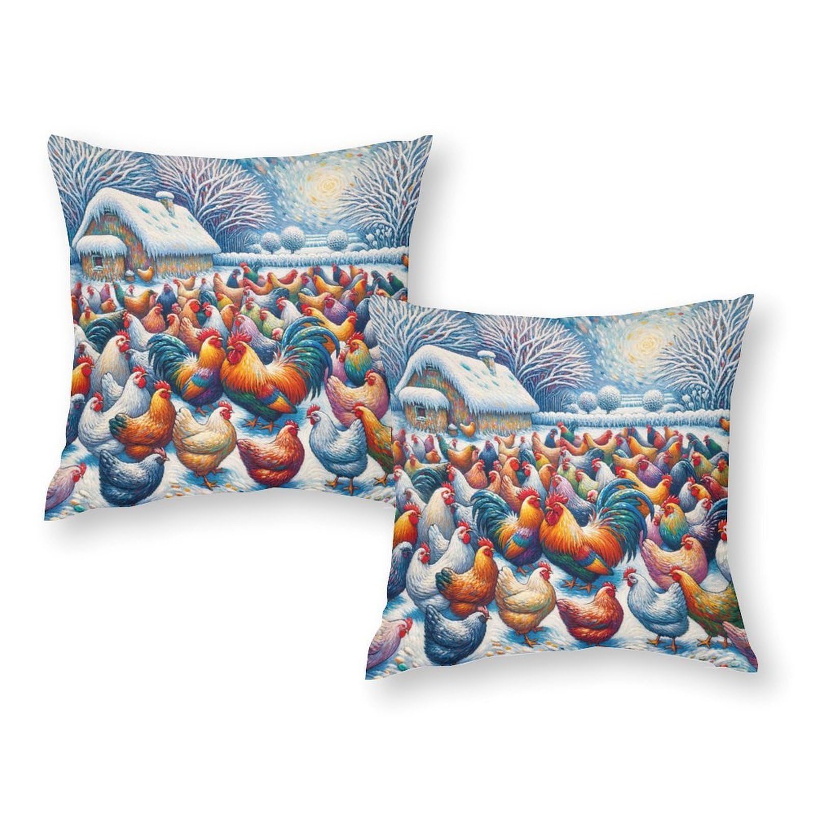 Housse de coussin 50x50 cm ferme d'hiver pour un voyage confortable en voiture