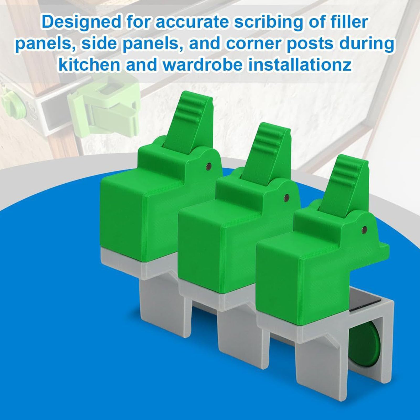 Annadue Scribe Jig Regolabile, 3 Pezzi Morsetto Rapido, per Tracciamento | Morsetto di riempimento per la lavorazione del legno, per carcassa di armadio 12-20 mm, piastra 16-24 mm, plastica ABS