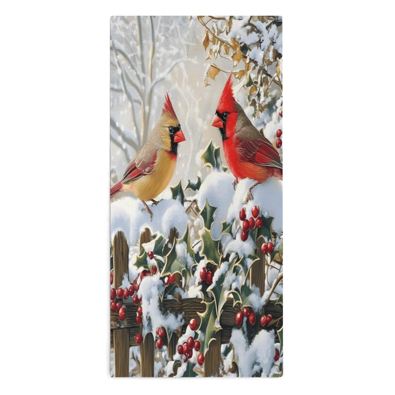 TXFBTRFSA Bird Snowy Red Cardinal Hand Towels for Adult Face Towel Bath Beach Swim Accessories