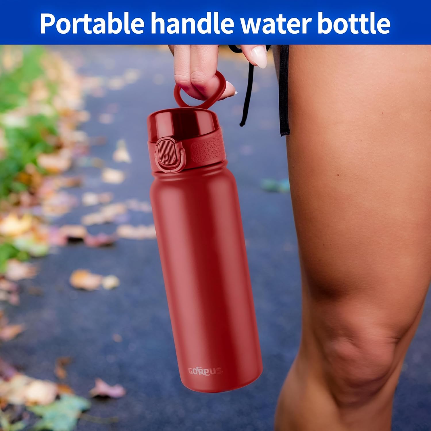 GOPPUS 20 Oz Insulated Stainless Steel Water Bottle BPA-Free Sports Water Bottle, Great for Travel, with Chug Lid - Leak & Sweat Proof with Anti-Dust Lid(red) - Image 2