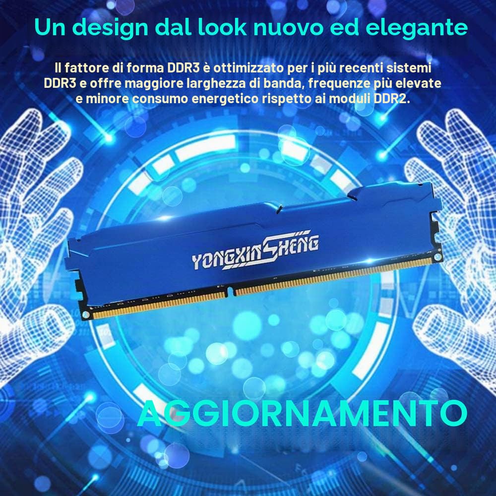 DDR3 32GB Kit (4x8GB) Desktop Ram 1866MHz PC3-14900 Dimm Non-ecc Unbuffered 1.5V 2Rx8 Dual Rank 240 Pin CL13 PC Computer Memory Udimm Componenti Memoria Upgrade Module Kit (Blu)